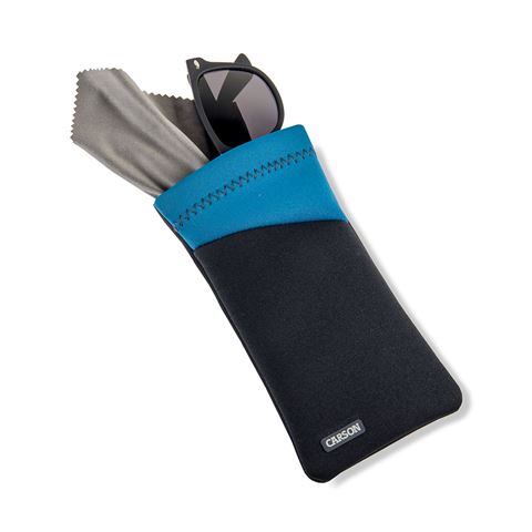 Load image into Gallery viewer, Carson neoprene brillenhoesje met microvezeldoekje - grijs blauw