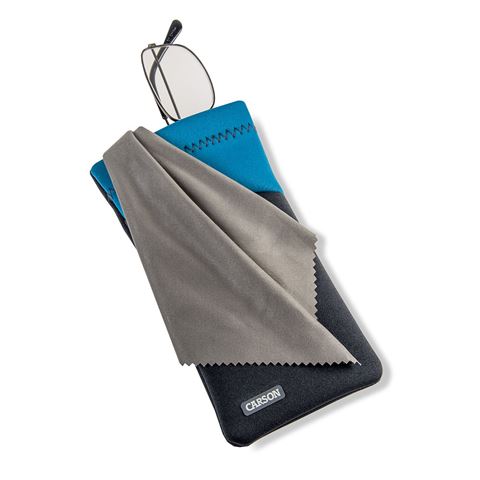 Load image into Gallery viewer, Carson neoprene brillenhoesje met microvezeldoekje - grijs blauw