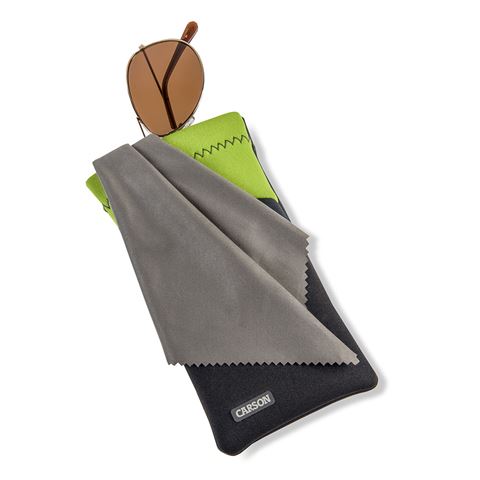 Load image into Gallery viewer, Carson neoprene brillenhoesje met microvezeldoekje - grijs groen