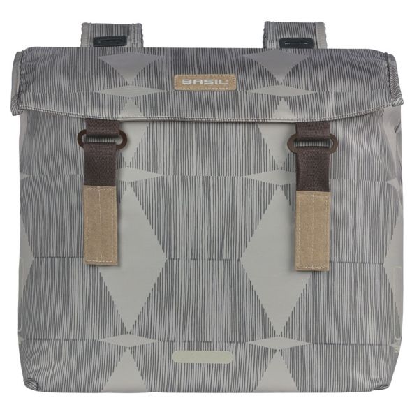 Load image into Gallery viewer, Basil Elegance dubbele fietstas, chateau taupe, gerecycled PET, Universal Bridge, 40-49L