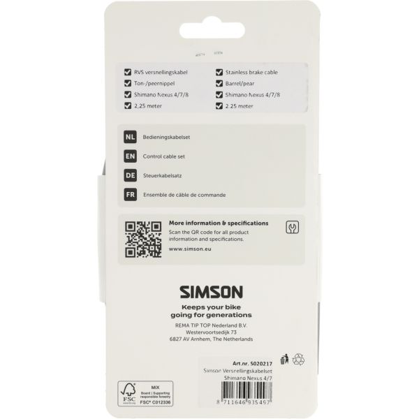 Afbeelding laden in galerijviewer, Simson versnellingskabelset nexus 4 7 8 rvs - grijs