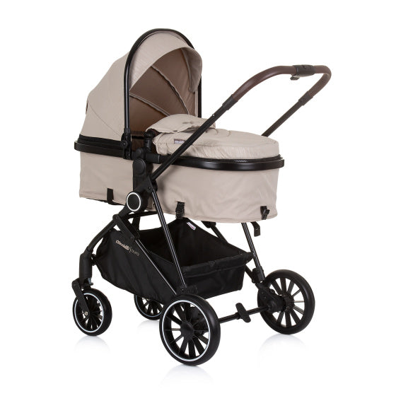 Load image into Gallery viewer, Chipolino aura opvouwbare 3-in-1 kinderwagen met luiertas macadamia beige zwart