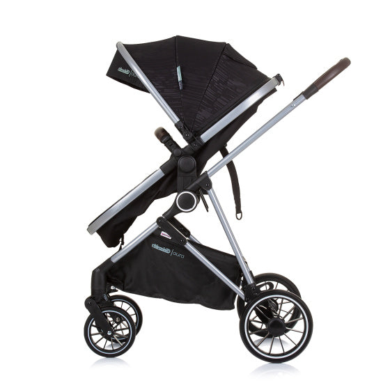Load image into Gallery viewer, Chipolino aura opvouwbare 3-in-1 kinderwagen met luiertas obsidian zwart zilver