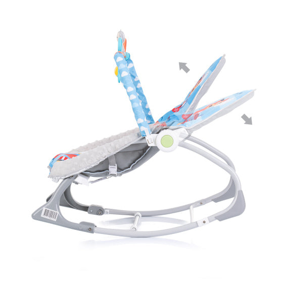 Load image into Gallery viewer, Chipolino baby spa wipstoel met muziek en kalmerende trillingen blauw grijs