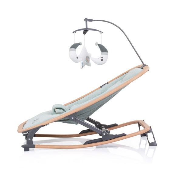 Load image into Gallery viewer, Chipolino velvet opvouwbare wipstoel met mobiel aloe wood mintgroen beige