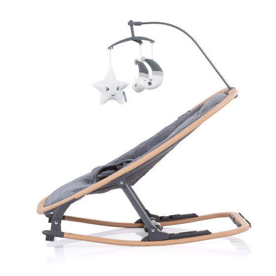 Load image into Gallery viewer, Chipolino velvet opvouwbare wipstoel met mobiel graphite wood grijs beige