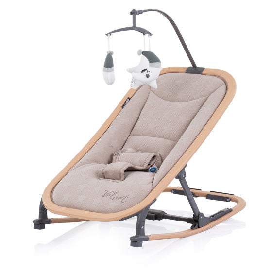 Load image into Gallery viewer, Chipolino Velvet Opvouwbare Wipstoel met Mobiel Sand Wood
