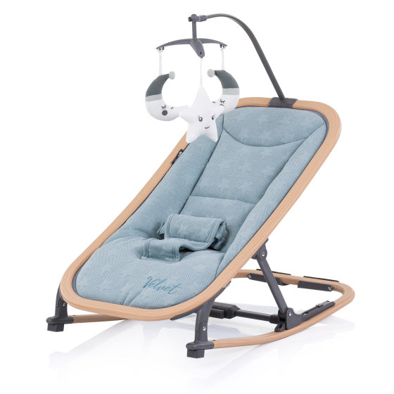 Load image into Gallery viewer, Chipolino Velvet Opvouwbare Wipstoel met Mobiel Sky Wood