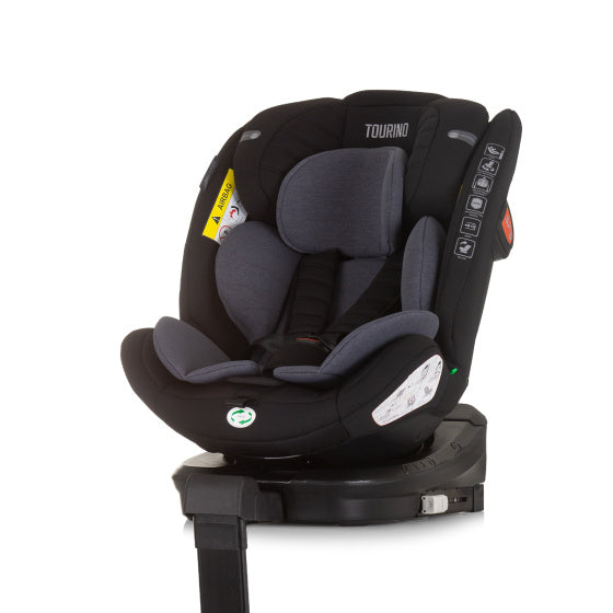 Load image into Gallery viewer, Chipolino tourino autostoel i-size 40-150 cm isofix 360° obsidian zwart grijs