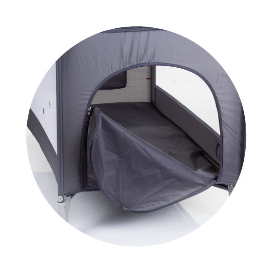 Load image into Gallery viewer, Chipolino opvouwbaar campingbedje met aankleedkussen granite antraciet