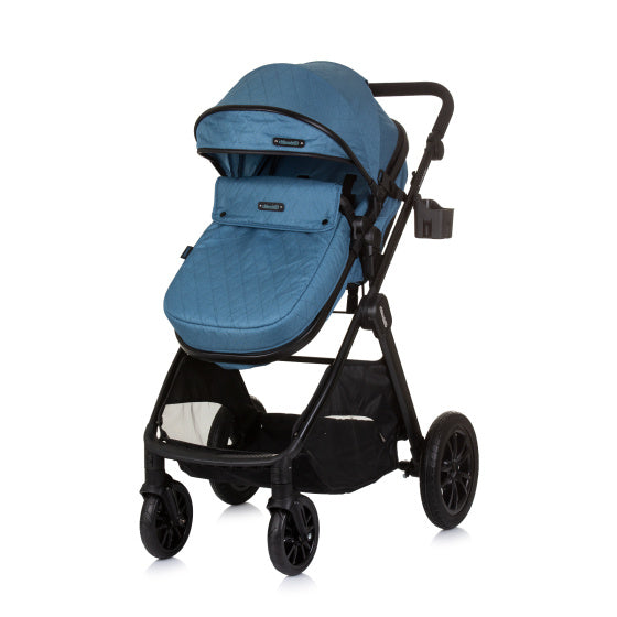 Load image into Gallery viewer, Chipolino harmony opvouwbare 3-in-1 kinderwagen met luiertas jeans blauw zwart
