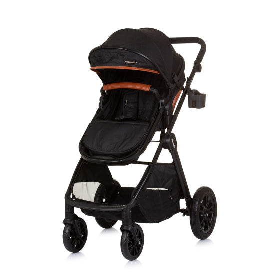 Load image into Gallery viewer, Chipolino harmony opvouwbare 3-in-1 kinderwagen met luiertas obsidian zwart