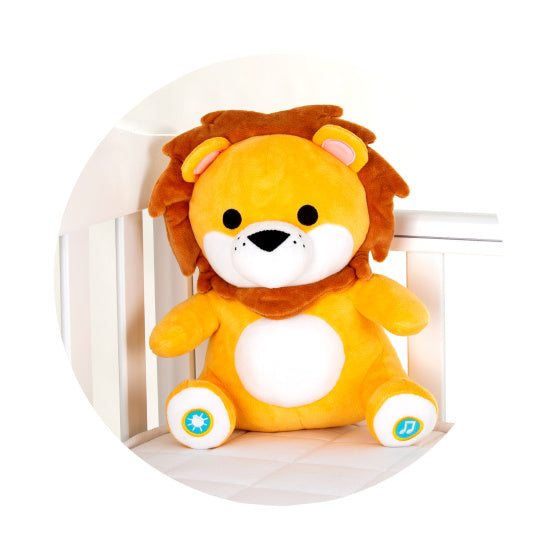 Load image into Gallery viewer, Chipolino pluche baby nachtlamp knuffelleeuw met muziek licht