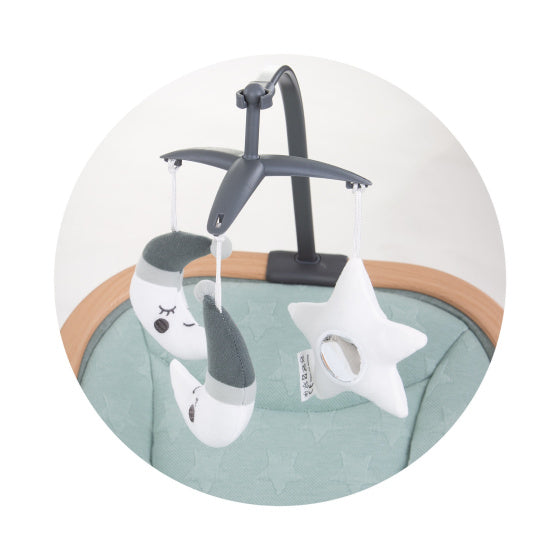 Load image into Gallery viewer, Chipolino velvet opvouwbare wipstoel met mobiel graphite wood grijs beige