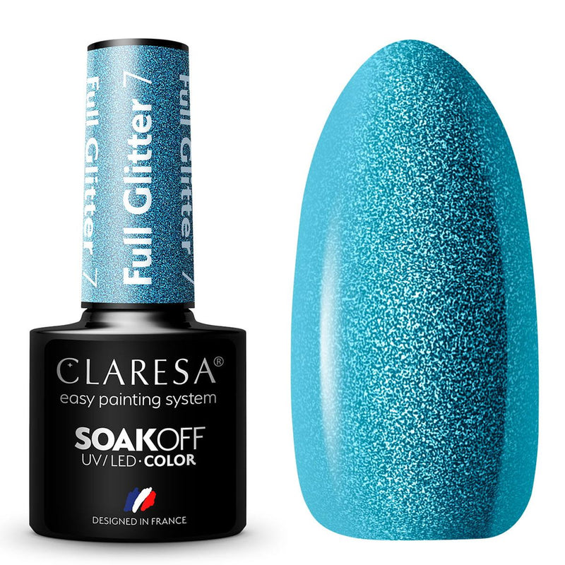 Load image into Gallery viewer, Claresa uv led gellak 5ml full glitter 7 blue