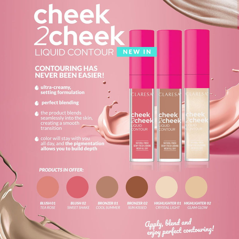Load image into Gallery viewer, Claresa cheek 2 cheek liquid contour 01 cool summer 7gr.