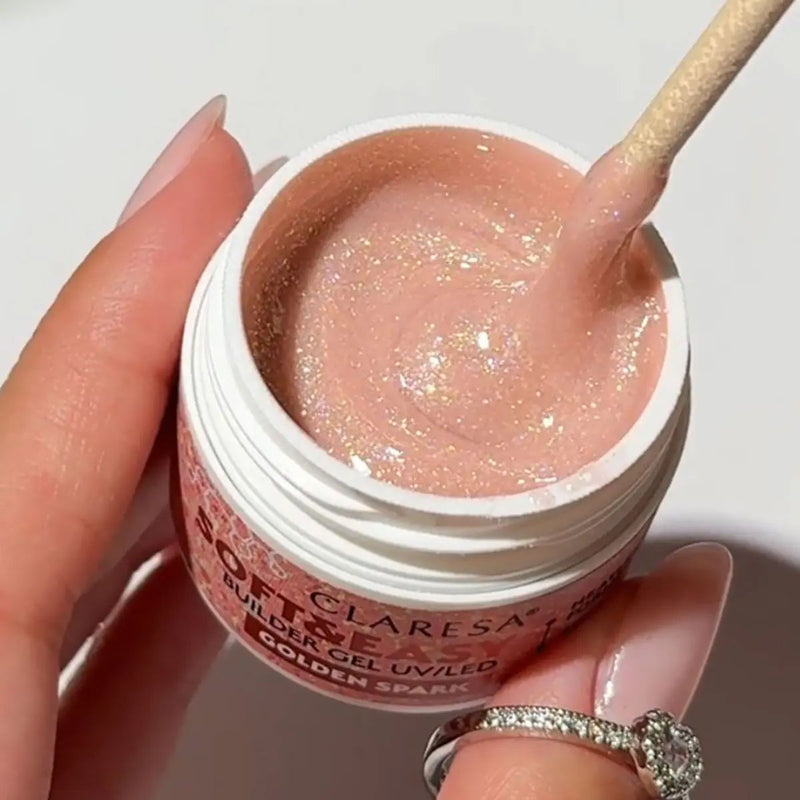 Afbeelding laden in galerijviewer, Claresa keratine soft easy builder gel golden spark 12gr.