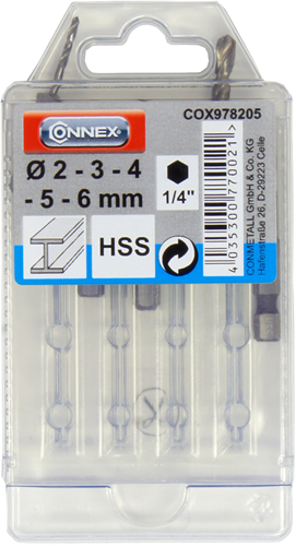 Load image into Gallery viewer, Connex set staalboren 2-6mm 6k 5dlg blauw - cox978205