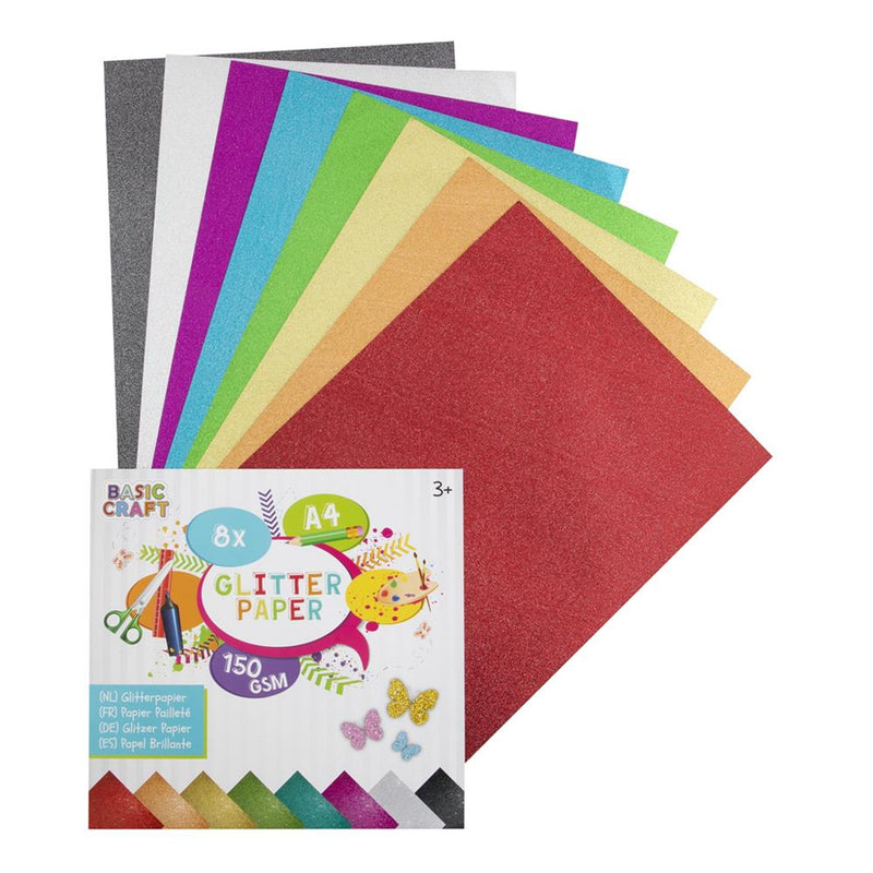 Load image into Gallery viewer, Grafix glitterpapier a4 8 vel