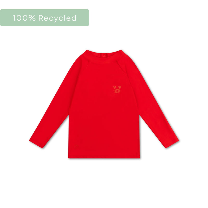 Afbeelding laden in galerijviewer, Crabby | beige rood uv zwemshirt met lange mouwen