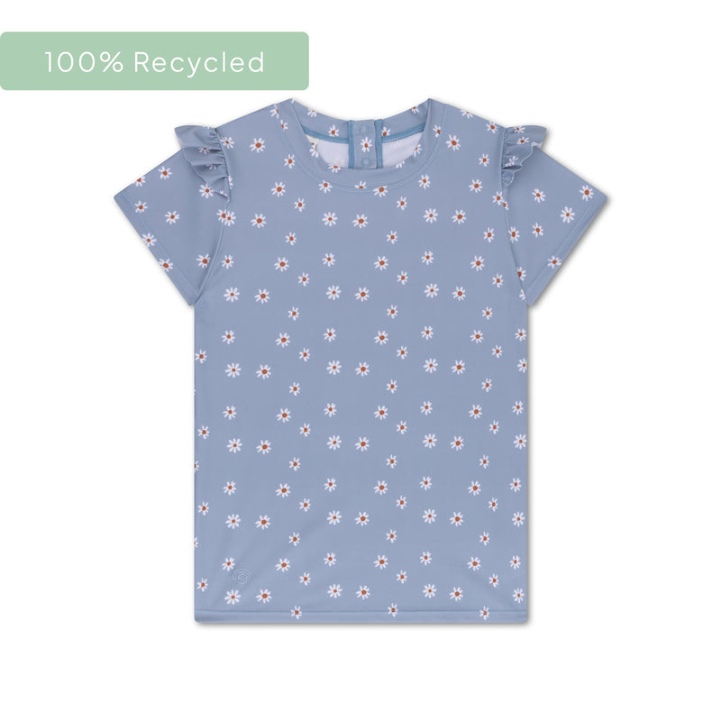 Afbeelding laden in galerijviewer, Daisy flower | blauw uv zwemshirt met korte mouwen