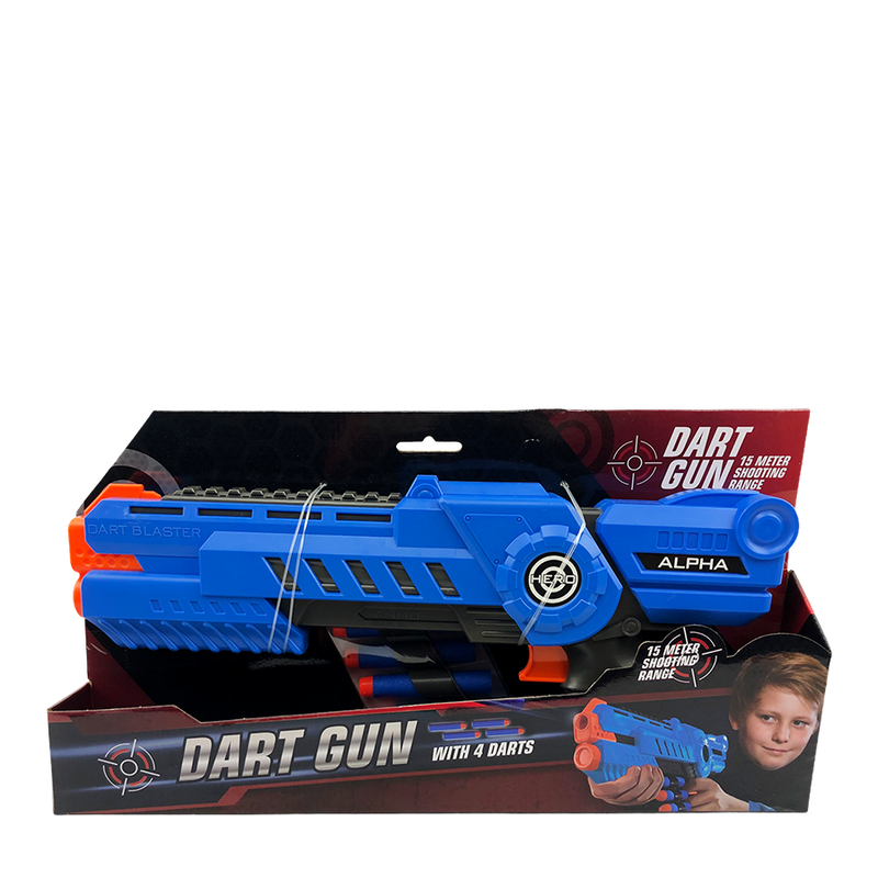 Afbeelding laden in galerijviewer, Dart gun alpha met 4 darts blauw 35,5cm