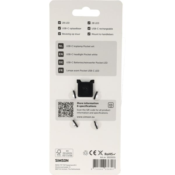 Afbeelding laden in galerijviewer, Simson usb-c led lamp pocket wit