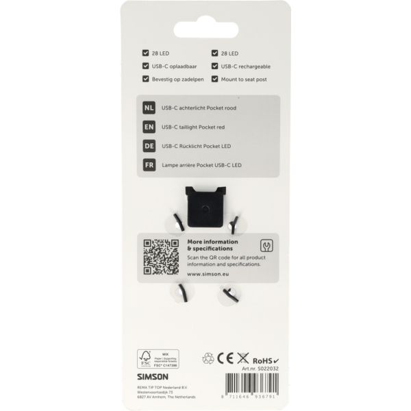 Afbeelding laden in galerijviewer, Simson usb-c led lamp pocket rood