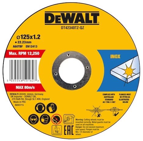 Load image into Gallery viewer, Dewalt accessoires blik 10st doorslijpschijf inox 125x1,2x22,2mm - dt42340tz-qz