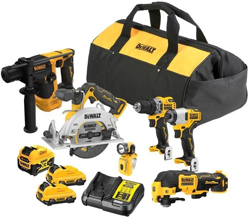 Load image into Gallery viewer, Dewalt dck611p1d2-qw | 12v xr brushless 6-kit voordeelset (dcd701+dcf801+dcs512+dch072+dcs353+dcl510) - dck611p1d2-qw