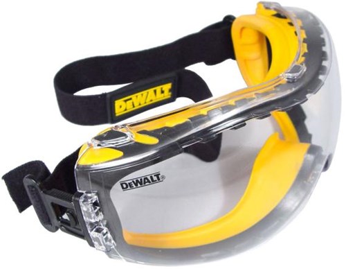 Load image into Gallery viewer, Dewalt dpg82-11d eu veiligheidsbril incl. anticondens-bescherming zwart geel din en 166