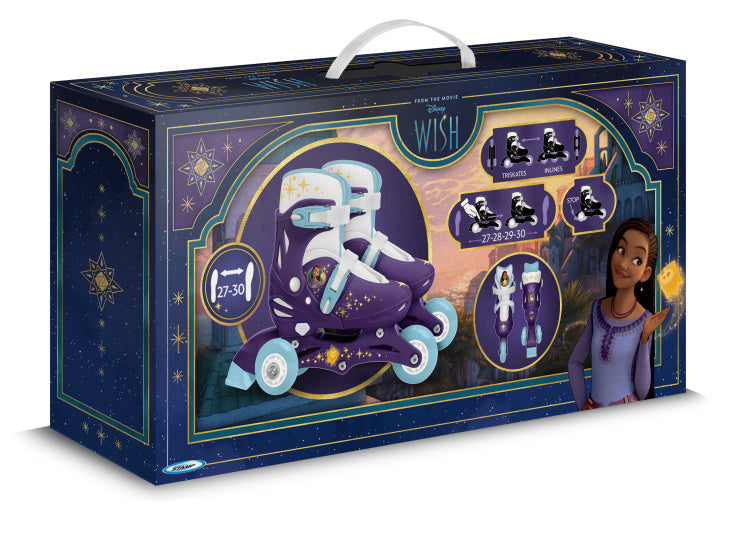 Load image into Gallery viewer, Disney Wish 2 in 1 Tri Inline Skates Semi-softboot Paars maat 27-30