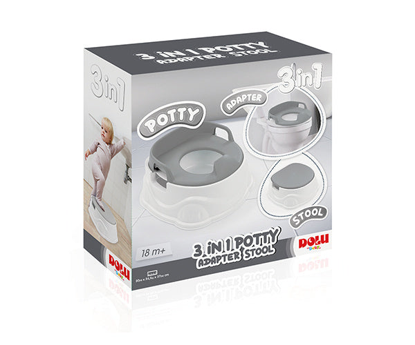 Load image into Gallery viewer, Dolu 3-in-1 educatief plaspotje met toiletverkleiner wit grijs