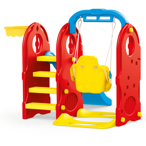 Load image into Gallery viewer, Dolu 4-in-1 Speeltoestel met Glijbaan en Schommel Blauw Rood