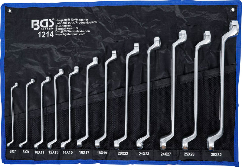 Load image into Gallery viewer, Bgs technic double ring wrench set cranked sw 6 x 7 - 30 x 32 mm 12 pcs.