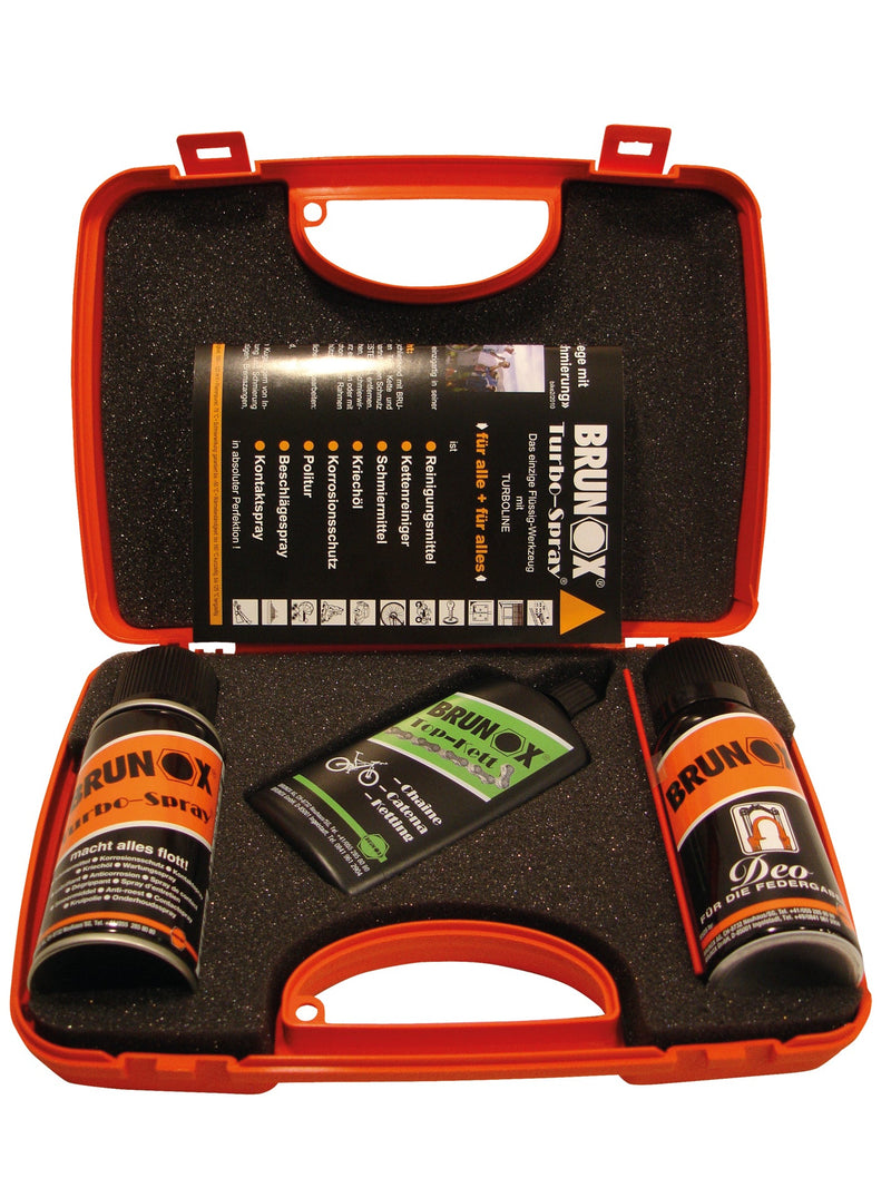 Load image into Gallery viewer, A. van nieuwenhuizen zn b.v. brunox® geschenkbox 'fiets' 1 x ts 100ml.. 1 x tkett 100ml.. 1 x deo 100ml.