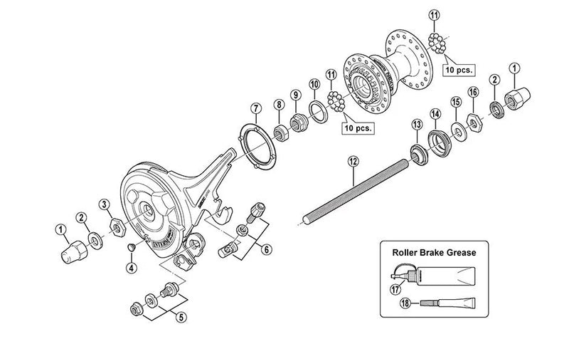 Load image into Gallery viewer, Shimano v-as conus links naafdyna rollerbrake naaf m9x11,94