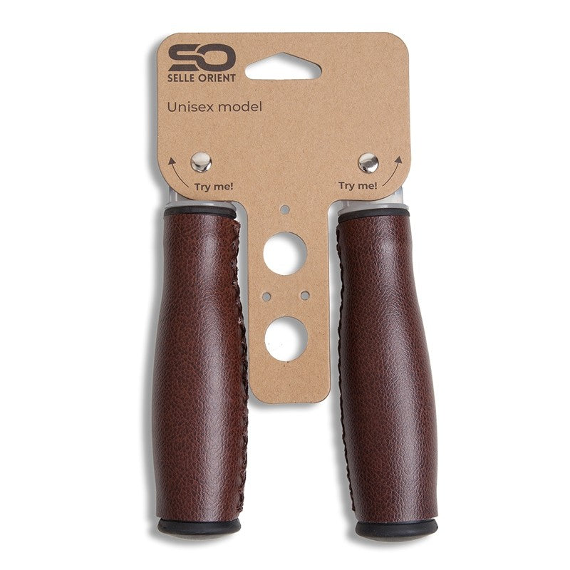 Load image into Gallery viewer, Selle Orient Fiets Handvatten 135mm Bruin Kunstleer