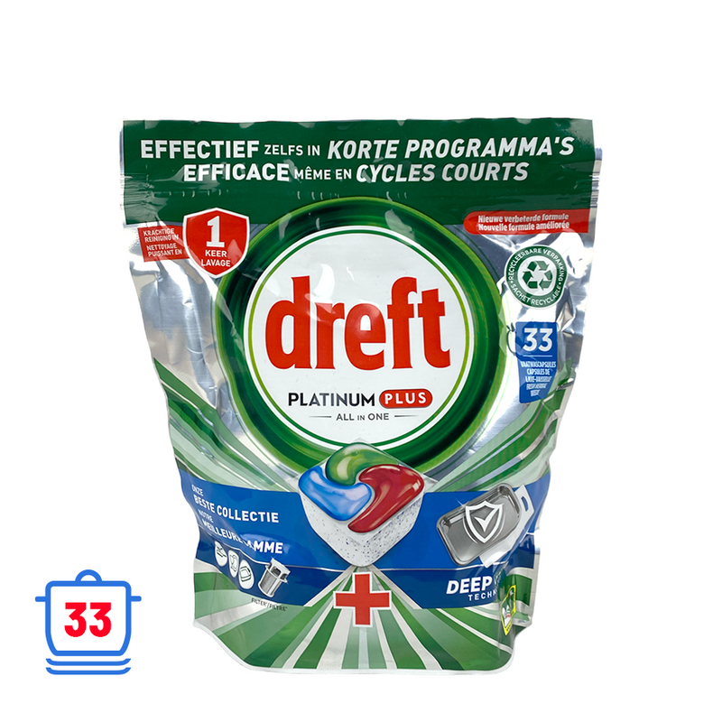 Afbeelding laden in galerijviewer, Cycplus dreft vaatwastabletten platinum plus all in one deep clean 33 stuks