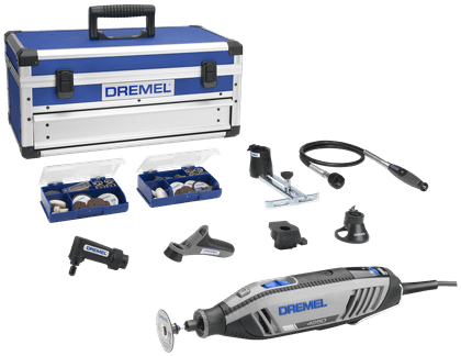 Load image into Gallery viewer, Dremel multitool 4250js | model 4250-6 128 platinum editie | incl. 128 accessoires + ez speedclic + detailhandgreep + lijn-en cirkelfrees - f0134250js