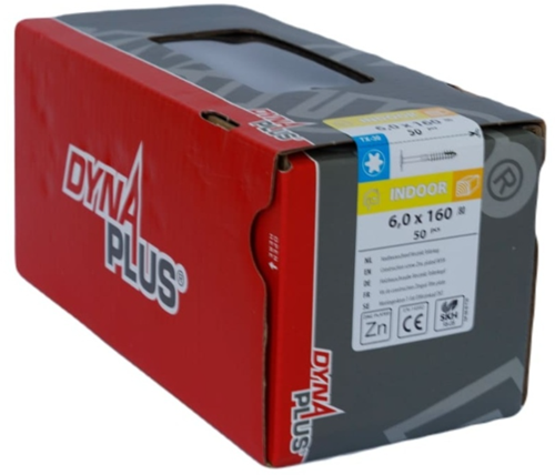 Afbeelding laden in galerijviewer, Dynaplus houtbouwschroef verzinkt tellerkop deeldraad +snijpunt torx tx30 6.0x160 80 | 50 stuks - 0286.01.51201