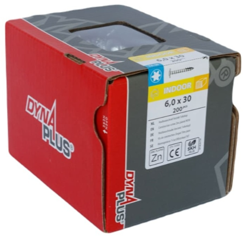 Afbeelding laden in galerijviewer, Dynaplus houtbouwschroef verzinkt tellerkop voldraad +snijpunt torx tx30 6.0x30 | 200 stuks - 0286.01.49201
