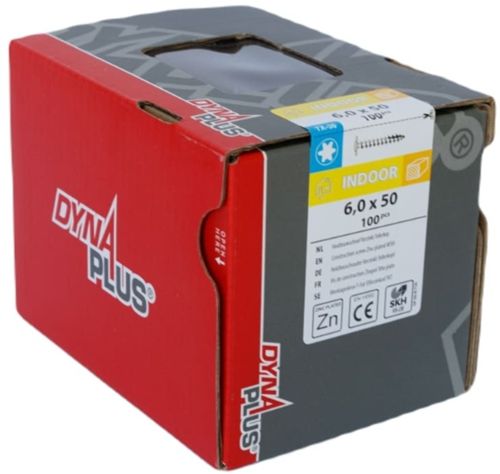 Load image into Gallery viewer, Dynaplus houtbouwschroef verzinkt tellerkop voldraad +snijpunt torx tx30 6.0x50 | 100 stuks - 0286.01.49901