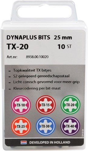 Load image into Gallery viewer, Dynaplus schroefbit 25 mm tx-15 rood 10x