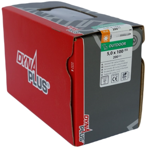Afbeelding laden in galerijviewer, Dynaplus unischroef spaanplaatschroef ar-coating platkop deeldraad torx tx25 5.0x100 55 | 200 stuks - 0281.08.42601