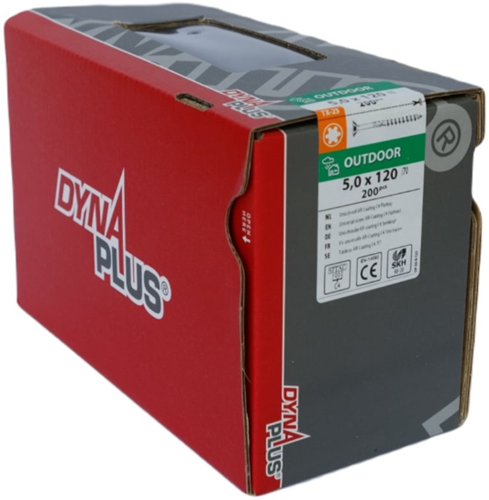 Load image into Gallery viewer, Dynaplus unischroef spaanplaatschroef ar-coating platkop deeldraad torx tx25 5.0x120 70 | 200 stuks - 0281.08.42801