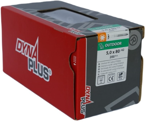 Afbeelding laden in galerijviewer, Dynaplus unischroef spaanplaatschroef ar-coating platkop deeldraad torx tx25 5.0x80 42 | 200 stuks - 0281.08.42401
