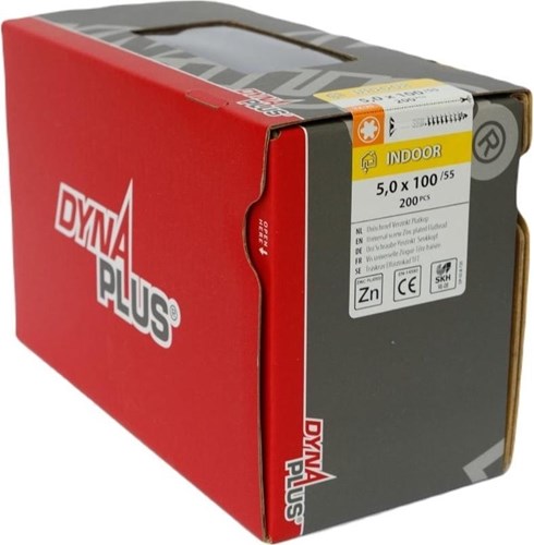 Afbeelding laden in galerijviewer, Dynaplus unischroef spaanplaatschroef verzinkt platkop deeldraad torx tx25 5.0x100 55 | 200 stuks - 0281.01.42601