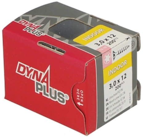 Afbeelding laden in galerijviewer, Dynaplus unischroef spaanplaatschroef verzinkt platkop voldraad torx tx10 3.0x12 | 200 stuks - 0281.01.12401