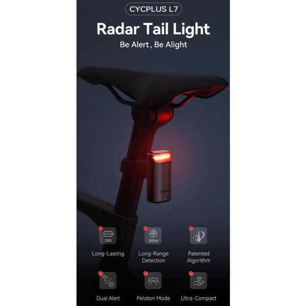 Afbeelding laden in galerijviewer, Cycplus achterlicht l7 radar